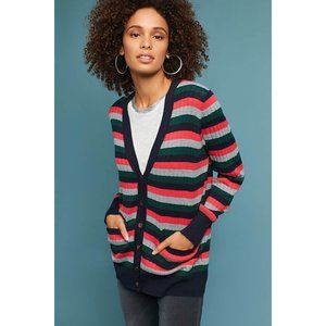 Anthropologie Moth Jamison Striped V-Neck Cardigan - Size Medium